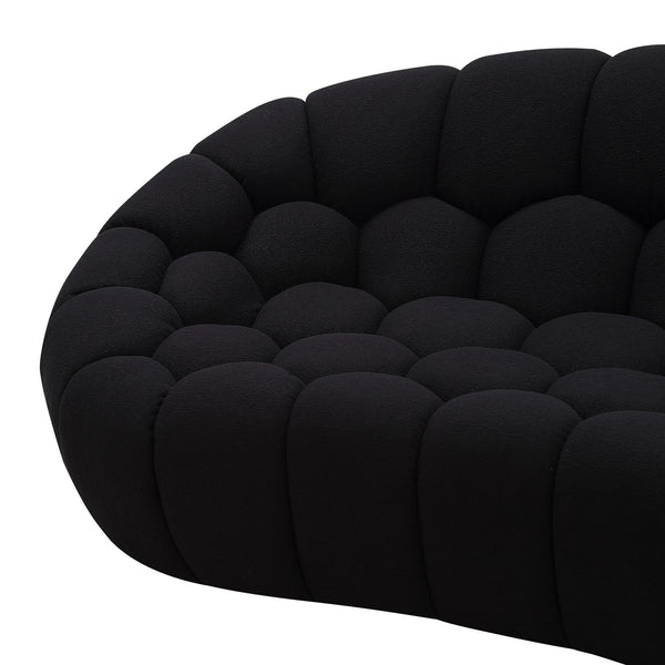 Yolonda Modern Curved Black Fabric Loveseat