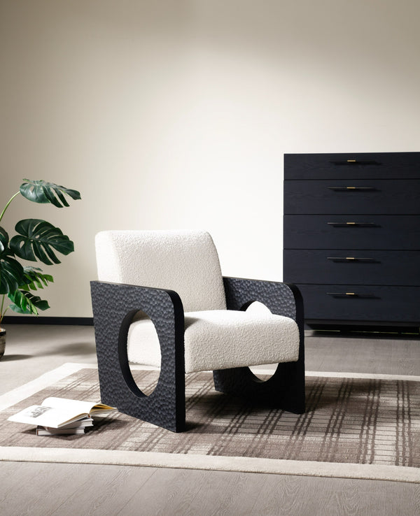 Modrest Midland Modern Off White Fabric & Black Oak Accent Chair Model VGVC-S2306A-WHT