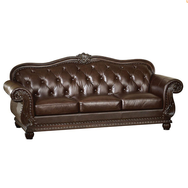 ACME Anondale Espresso Top Grain Leather Match & Cherry Sofa Model 15030