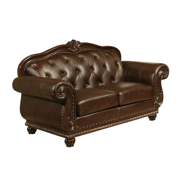 ACME Anondale Espresso Top Grain Leather Match & Cherry Loveseat Model 15031