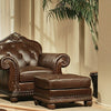 ACME Anondale Espresso Top Grain Leather Match & Cherry Ottoman Model 15034