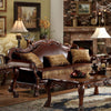 ACME Dresden Brown Synthetic Leather & Chenille Cherry Oak Sofa with 3 Pillows Model 15160