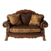 ACME Dresden Brown Synthetic Leather & Chenille Cherry Oak Loveseat with 2 Pillows Model 15161