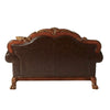 ACME Dresden Brown Synthetic Leather & Chenille Cherry Oak Loveseat with 2 Pillows Model 15161