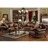 ACME Dresden Brown Synthetic Leather & Chenille Cherry Oak Loveseat with 2 Pillows Model 15161