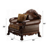 ACME Dresden Brown Synthetic Leather & Chenille Cherry Oak Chair with Pillow Model 15162