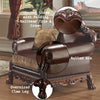 ACME Dresden Brown Synthetic Leather & Chenille Cherry Oak Chair with Pillow Model 15162