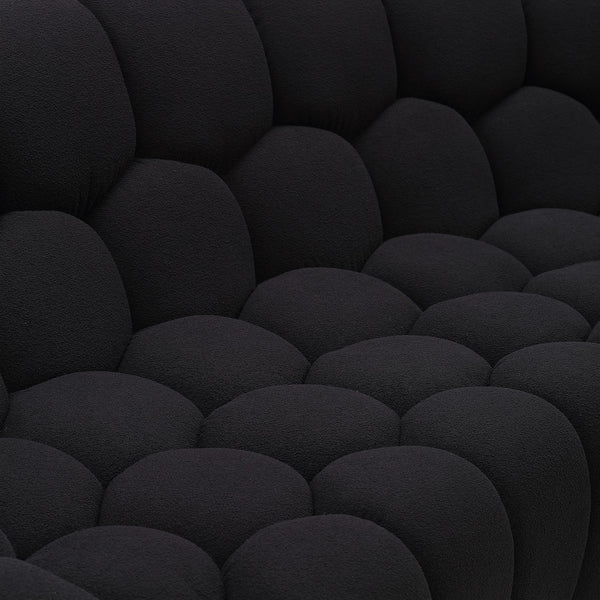 Yolonda Modern Curved Black Fabric Loveseat