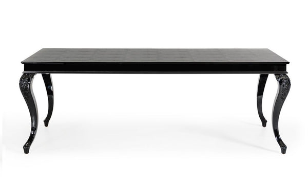 A&X Sovereign Transitional Black Crocodile Dining Table With Black Gloss Legs Model VGUNRC830-220-BLK