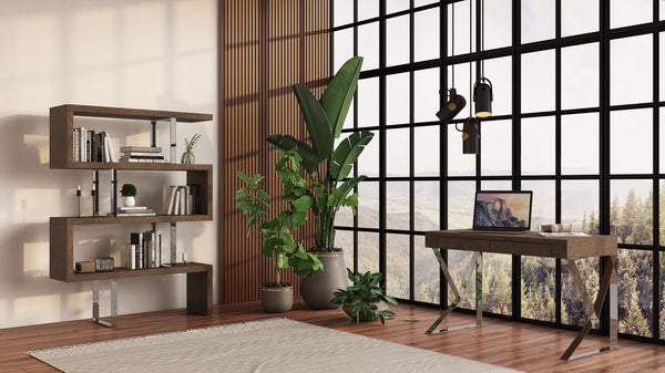 Modrest Maze Modern Walnut Bookcase Model VGBBMD105-WAL