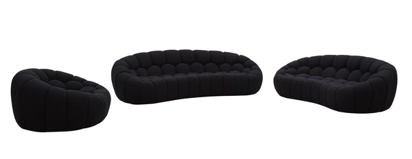 Divani Casa Yolonda Modern Curved Black Fabric Sofa Set Model VGEV-2126C-SET-BLK