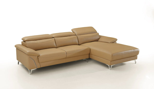 Divani Casa Sura Modern Camel Leather Right Facing Sectional Sofa Model VGBNS-1812-CML-RAF