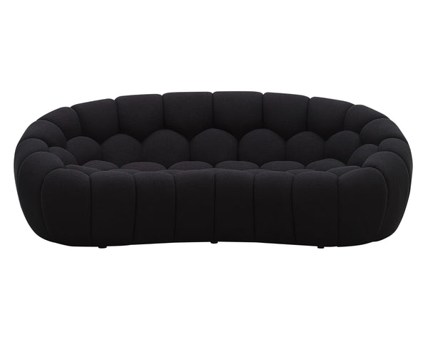 Yolonda Modern Curved Black Fabric Loveseat