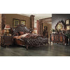 ACME Versailles Two Tone Dark Brown Synthetic Leather & Cherry Oak Eastern King Bed Model 21117EK