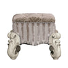 ACME Versailles Ivory Fabric & Bone White Vanity Stool Model 21138