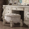 ACME Versailles Ivory Fabric & Bone White Vanity Stool Model 21138