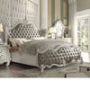 ACME Versailles Vintage Gray Synthetic Leather & Bone White Queen Bed Model 21150Q