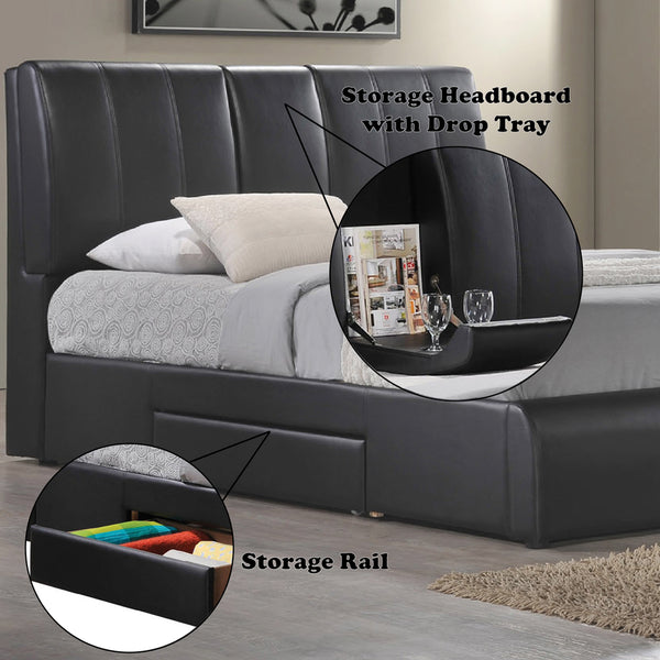 ACME Kofi Black Synthetic Leather Eastern King Bed with Storage Model 21266EK