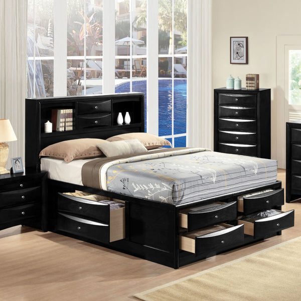 ACME Ireland Black Eastern King Bed with Storage Model 21606EK