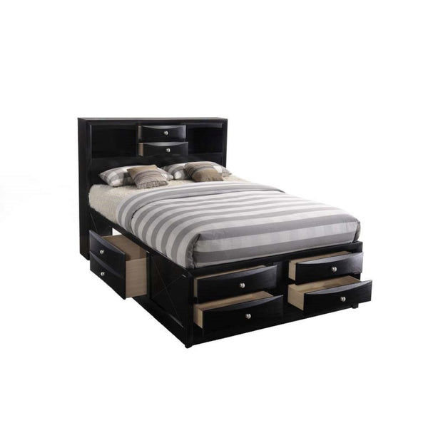 ACME Ireland Black Queen Bed with Storage Model 21610Q