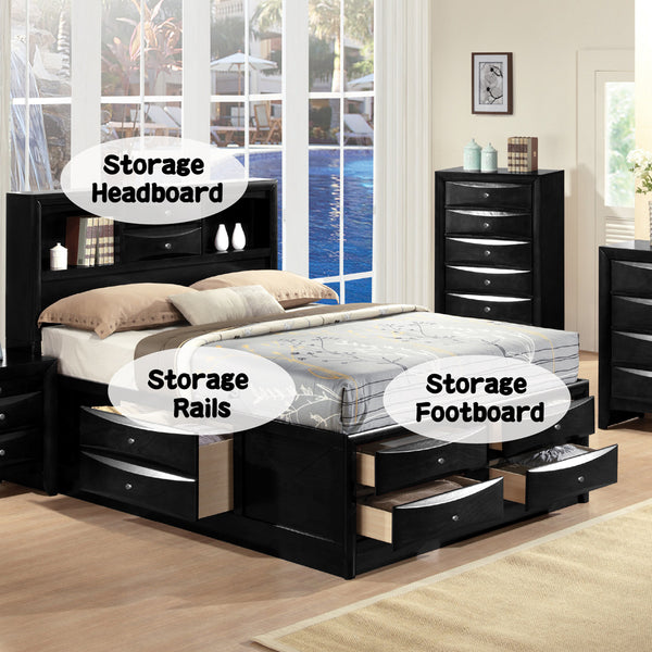 ACME Ireland Black Full Bed with Storage Model 21620F