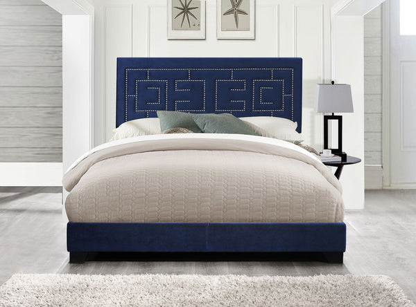 ACME Ishiko III Dark Blue Velvet Eastern King Bed Model 21637EK