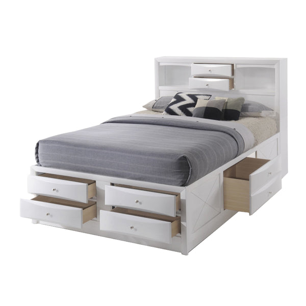 ACME Ireland White Eastern King Bed with Storage Model 21696EK