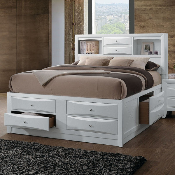 ACME Ireland White Eastern King Bed with Storage Model 21696EK