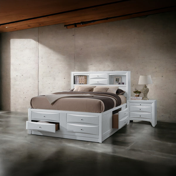 ACME Ireland White Eastern King Bed with Storage Model 21696EK