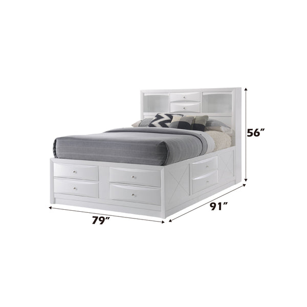 ACME Ireland White Eastern King Bed with Storage Model 21696EK