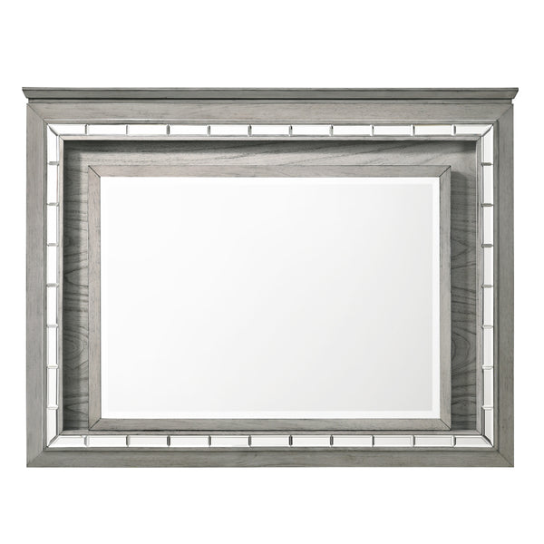 ACME Antares Light Gray Oak Mirror with LED Model 21824