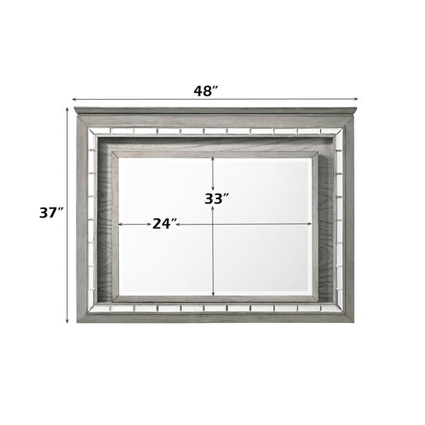 ACME Antares Light Gray Oak Mirror with LED Model 21824