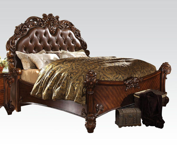 ACME Vendome Synthetic Leather & Cherry Queen Bed Model 22000Q