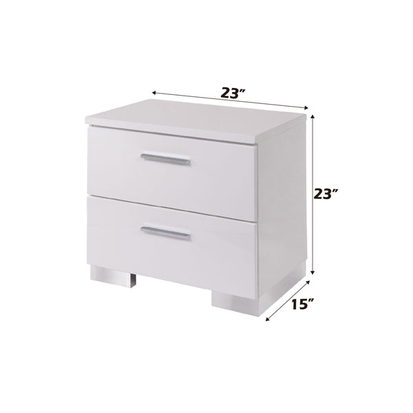ACME Lorimar White & Chrome Leg Nightstand Model 22633