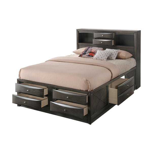 ACME Ireland Gray Oak Eastern King Bed with Storage Model 22696EK