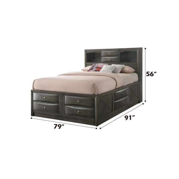 ACME Ireland Gray Oak Eastern King Bed with Storage Model 22696EK