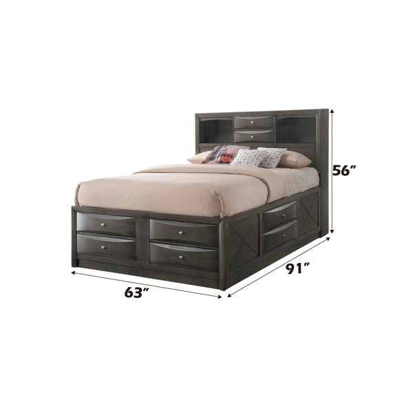 ACME Ireland Gray Oak Queen Bed with Storage Model 22700Q