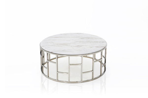 Modrest Silvan Modern Marble & Stainless Steel Coffee Table Model VGHB228E-EBN