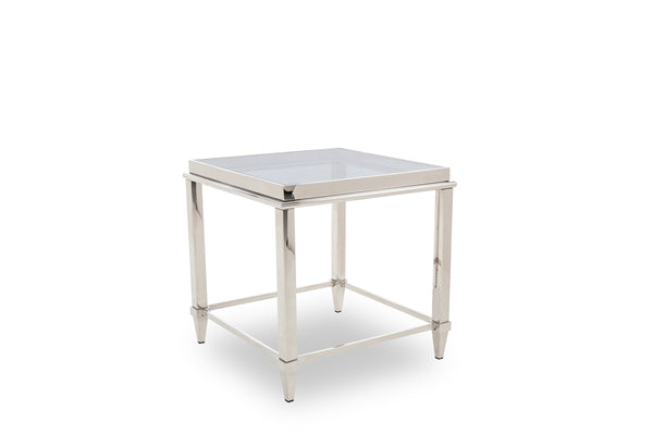 Modrest Agar Modern Glass & Stainless Steel End Table Model VGHB235B