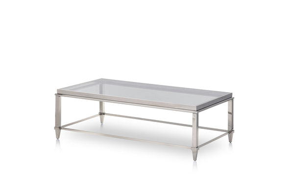 Modrest Agar Modern Glass & Stainless Steel Coffee Table Model VGHB235D