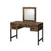 ACME Juvanth Rustic Oak & Black Vanity Desk & Mirror Model 24267