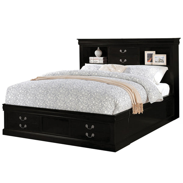 ACME Louis Philippe III Black Eastern King Bed with Storage Model 24387EK