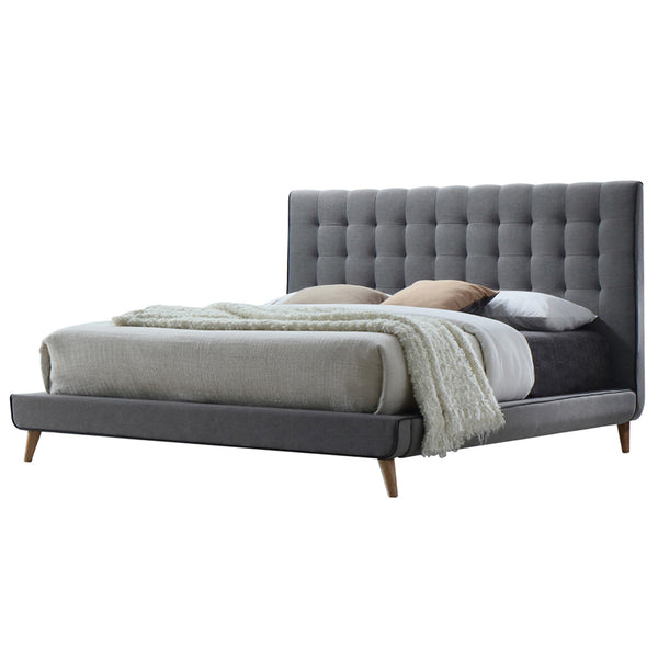 ACME Valda Light Gray Fabric Queen Bed Model 24520Q