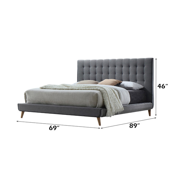 ACME Valda Light Gray Fabric Queen Bed Model 24520Q
