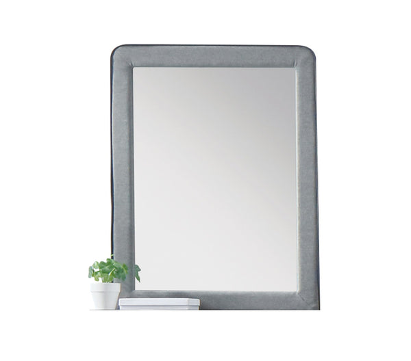 ACME Valda Light Gray Fabric Mirror Model 24524