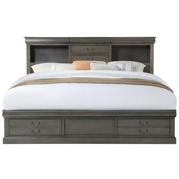 ACME Louis Philippe III Dark Gray Queen Bed with Storage Model 24930Q