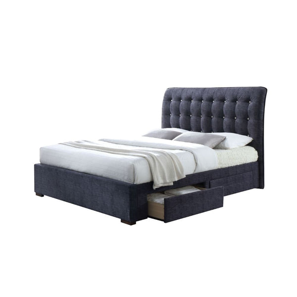 ACME Drorit Dark Gray Fabric Eastern King Bed with Storage Model 25677EK
