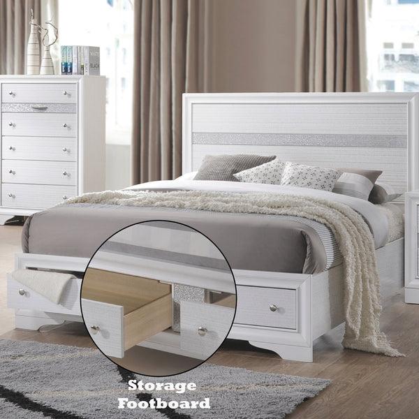 ACME Naima White Eastern King Bed with Storage Model 25767EK