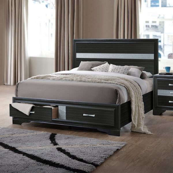 ACME Naima Black Eastern King Bed with Storage Model 25897EK