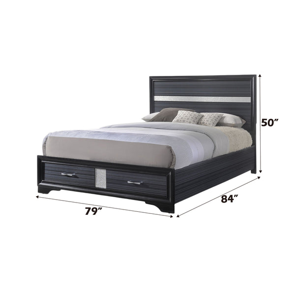 ACME Naima Black Eastern King Bed with Storage Model 25897EK